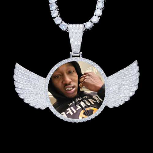 925S & VVS Moissanite 3D Wing Custom Picture Pendant
