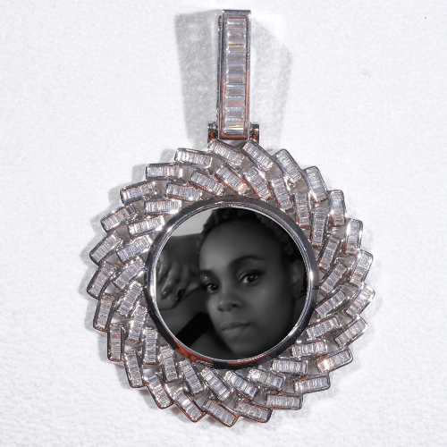 Large 3D Baguette Custom Picture Pendant
