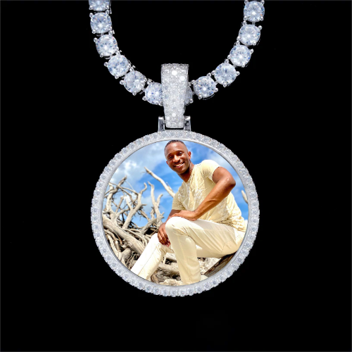 925S & VVS Moissanite 3D Circle Custom Picture Pendant