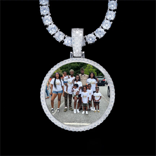 925S & VVS Moissanite 3D Circle Custom Picture Pendant