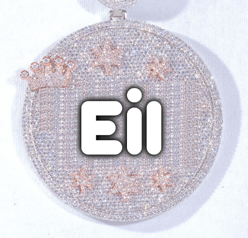 CUSTOM LETTER NECKLACE 3D BIG CROWN DISC
