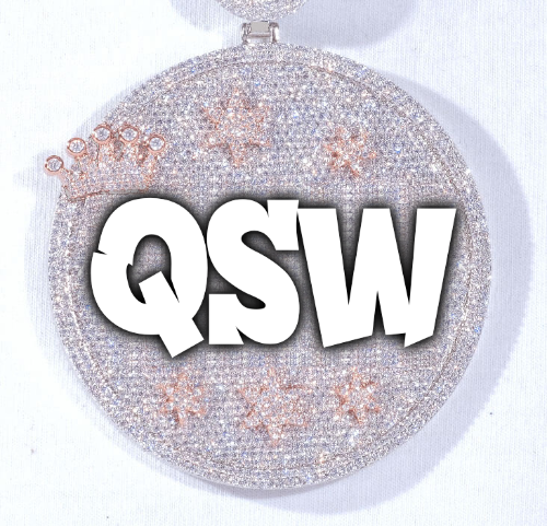 CUSTOM LETTER NECKLACE 3D BIG CROWN DISC