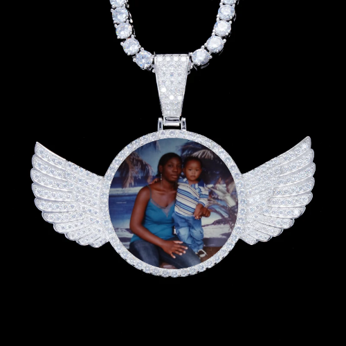 925S & VVS Moissanite 3D Wing Custom Picture Pendant