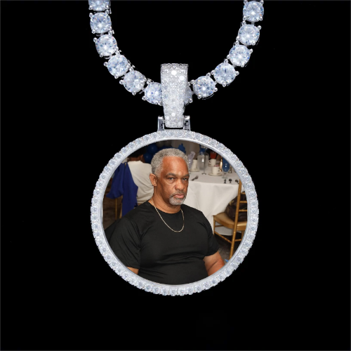 925S & VVS Moissanite 3D Circle Custom Picture Pendant