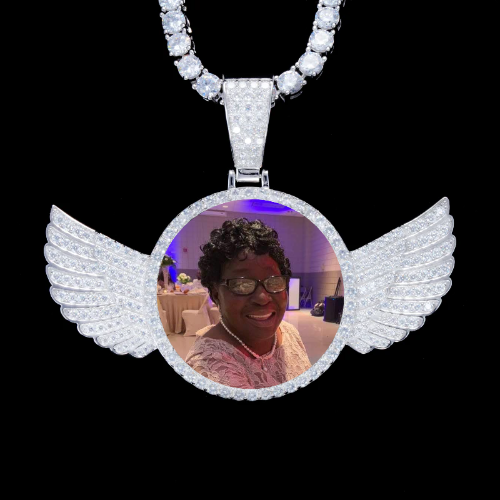925S & VVS Moissanite 3D Wing Custom Picture Pendant