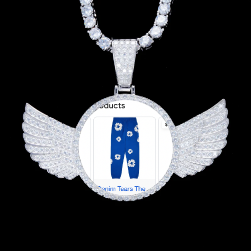 925S & VVS Moissanite 3D Wing Custom Picture Pendant