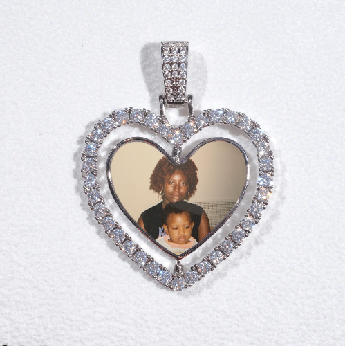 3D Spinning 2-Faced Heart Custom Picture Pendant