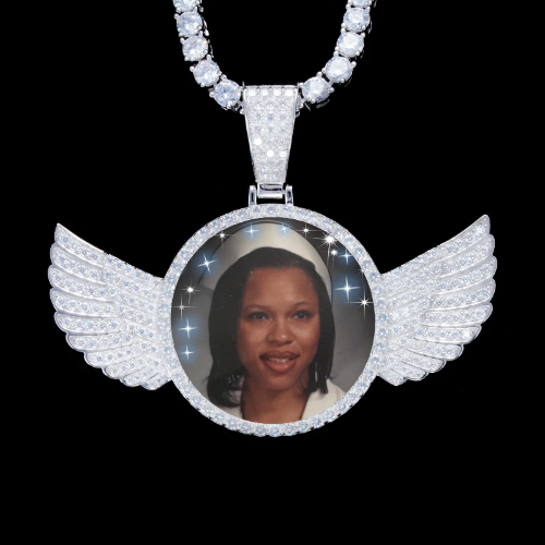925S & VVS Moissanite 3D Wing Custom Picture Pendant