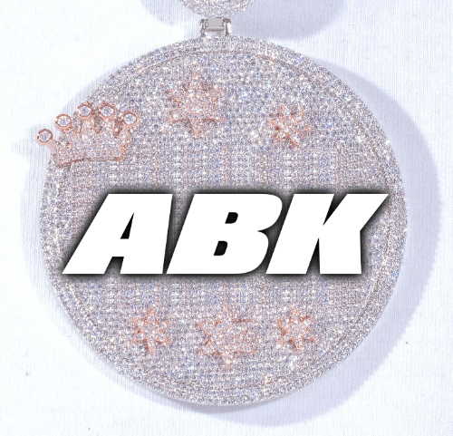 CUSTOM LETTER NECKLACE 3D BIG CROWN DISC