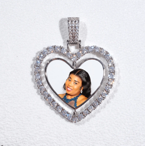 3D Spinning 2-Faced Heart Custom Picture Pendant