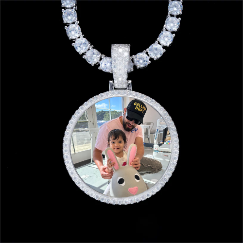 925S & VVS Moissanite 3D Circle Custom Picture Pendant