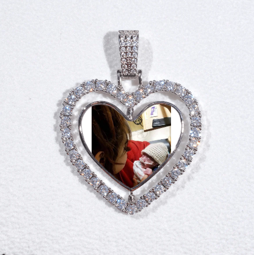 3D Spinning 2-Faced Heart Custom Picture Pendant