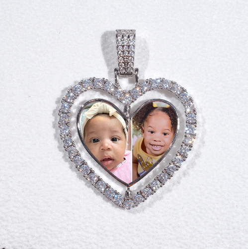 3D Spinning 2-Faced Heart Custom Picture Pendant