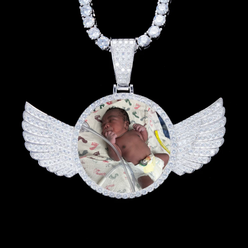 925S & VVS Moissanite 3D Wing Custom Picture Pendant
