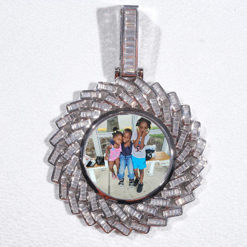 Large 3D Baguette Custom Picture Pendant