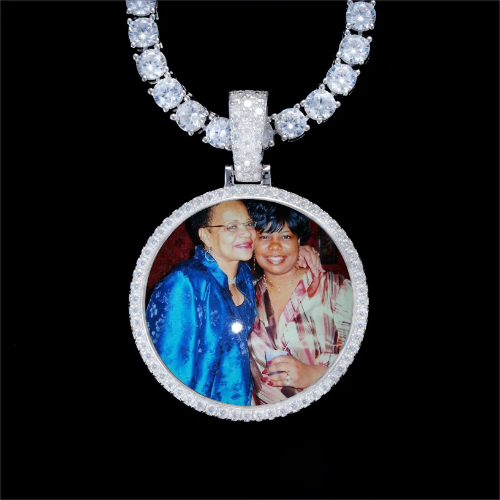 925S & VVS Moissanite 3D Circle Custom Picture Pendant