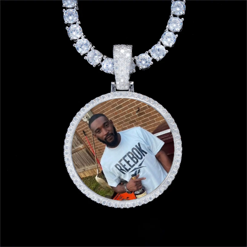 925S & VVS Moissanite 3D Circle Custom Picture Pendant