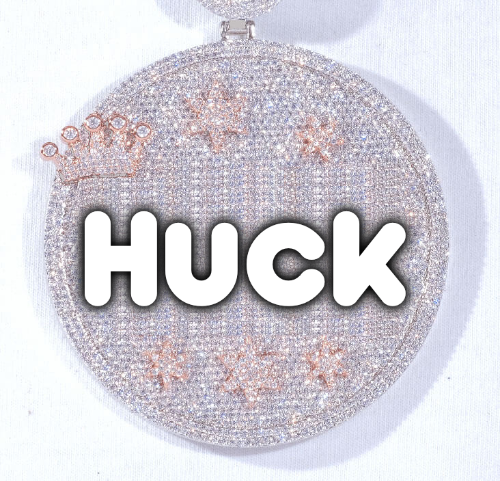 CUSTOM LETTER NECKLACE 3D BIG CROWN DISC