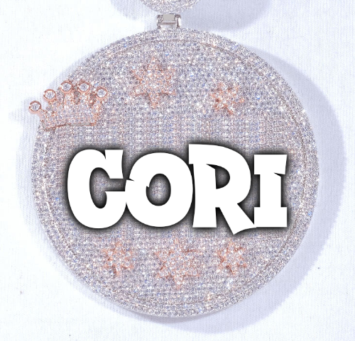 CUSTOM LETTER NECKLACE 3D BIG CROWN DISC