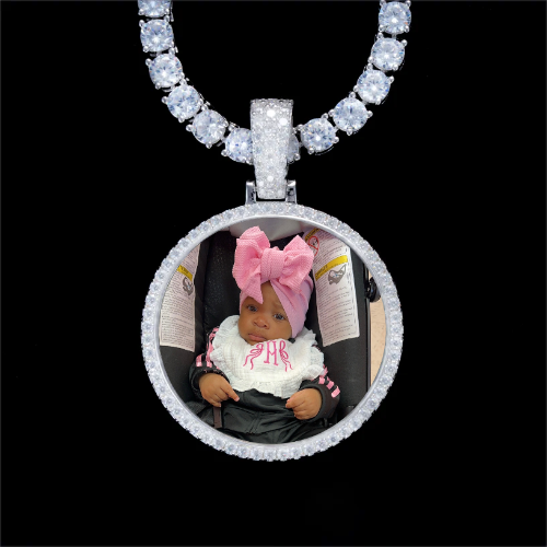 925S & VVS Moissanite 3D Circle Custom Picture Pendant