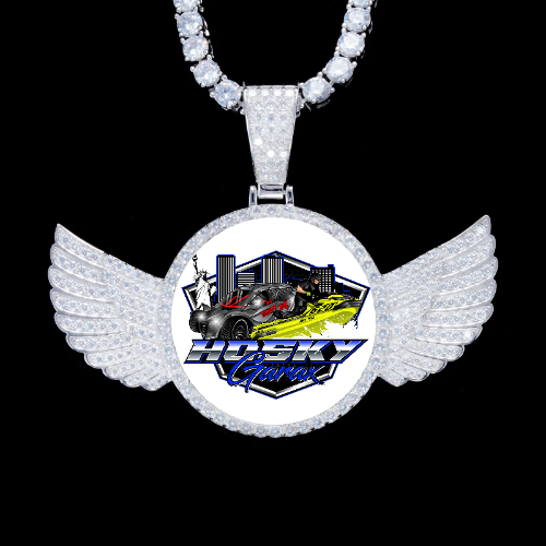 925S & VVS Moissanite 3D Wing Custom Picture Pendant