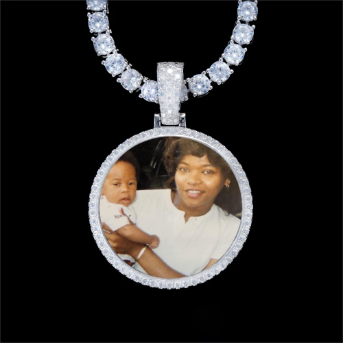 925S & VVS Moissanite 3D Circle Custom Picture Pendant