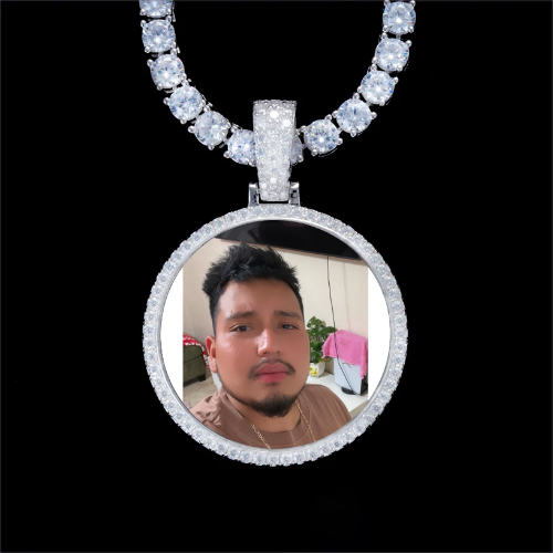 925S & VVS Moissanite 3D Circle Custom Picture Pendant