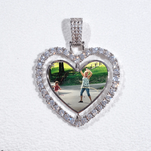 3D Spinning 2-Faced Heart Custom Picture Pendant