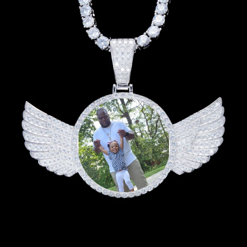925S & VVS Moissanite 3D Wing Custom Picture Pendant