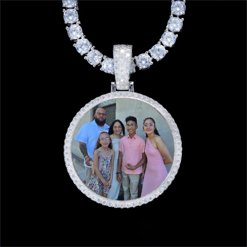 925S & VVS Moissanite 3D Circle Custom Picture Pendant