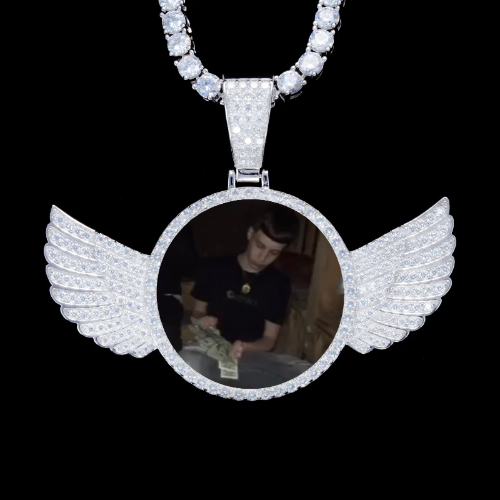 925S & VVS Moissanite 3D Wing Custom Picture Pendant
