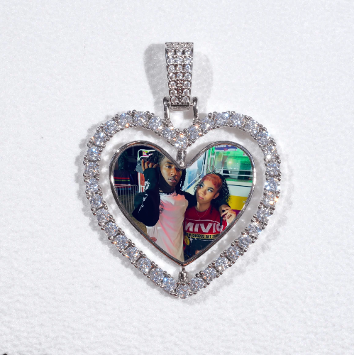 3D Spinning 2-Faced Heart Custom Picture Pendant