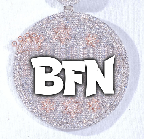 CUSTOM LETTER NECKLACE 3D BIG CROWN DISC