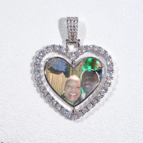 3D Spinning 2-Faced Heart Custom Picture Pendant