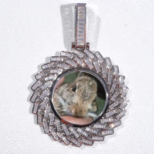 Large 3D Baguette Custom Picture Pendant