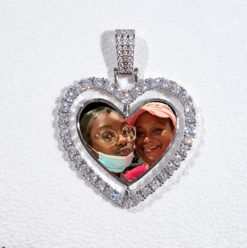 3D Spinning 2-Faced Heart Custom Picture Pendant