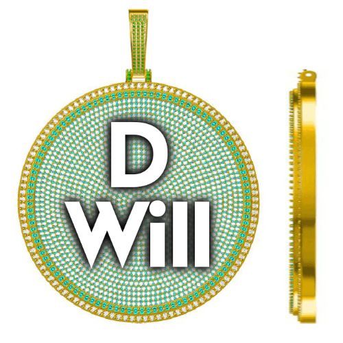 CUSTOM LETTER NECKLACE 3D BIG DISC