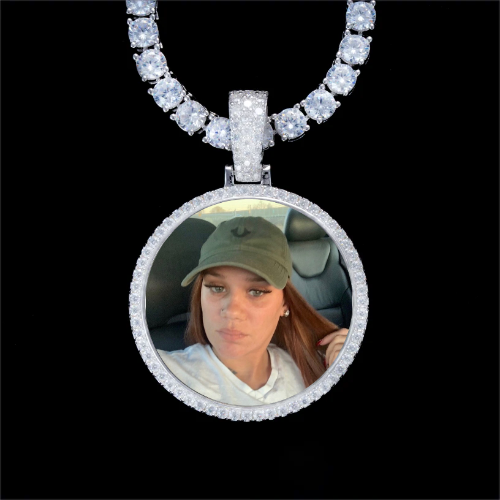 925S & VVS Moissanite 3D Circle Custom Picture Pendant