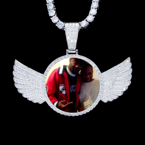 925S & VVS Moissanite 3D Wing Custom Picture Pendant