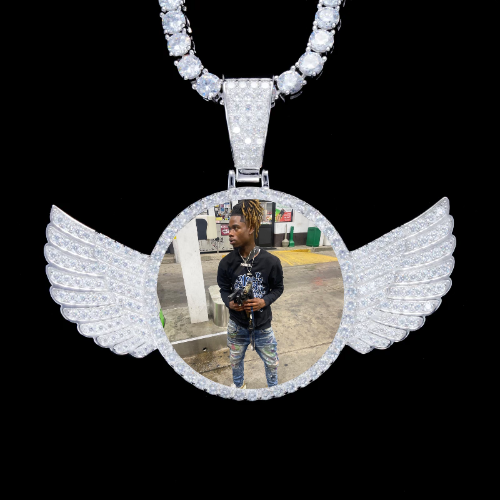 925S & VVS Moissanite 3D Wing Custom Picture Pendant