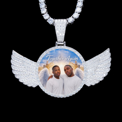 925S & VVS Moissanite 3D Wing Custom Picture Pendant