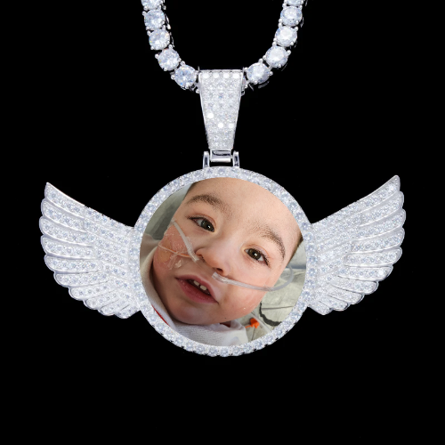 925S & VVS Moissanite 3D Wing Custom Picture Pendant