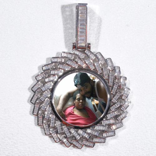 Large 3D Baguette Custom Picture Pendant