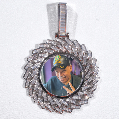Large 3D Baguette Custom Picture Pendant