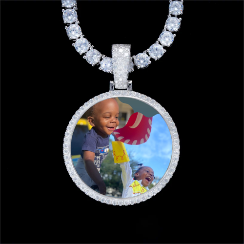 925S & VVS Moissanite 3D Circle Custom Picture Pendant