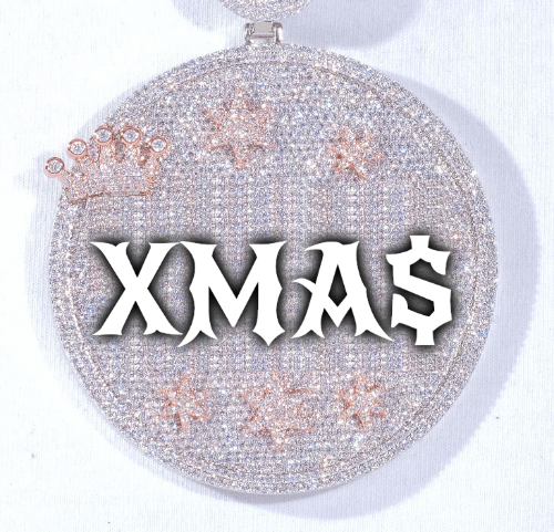 CUSTOM LETTER NECKLACE 3D BIG CROWN DISC
