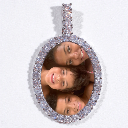 Large 3D Oval Custom Picture Pendant