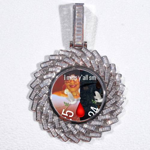 Large 3D Baguette Custom Picture Pendant
