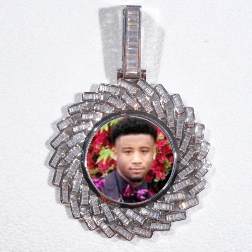 Large 3D Baguette Custom Picture Pendant