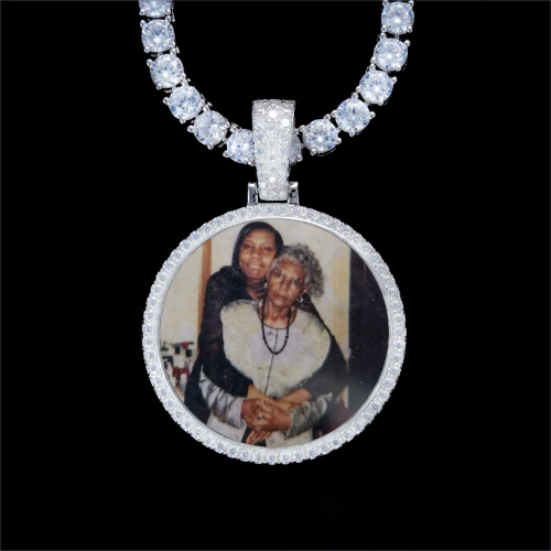 925S & VVS Moissanite 3D Circle Custom Picture Pendant
